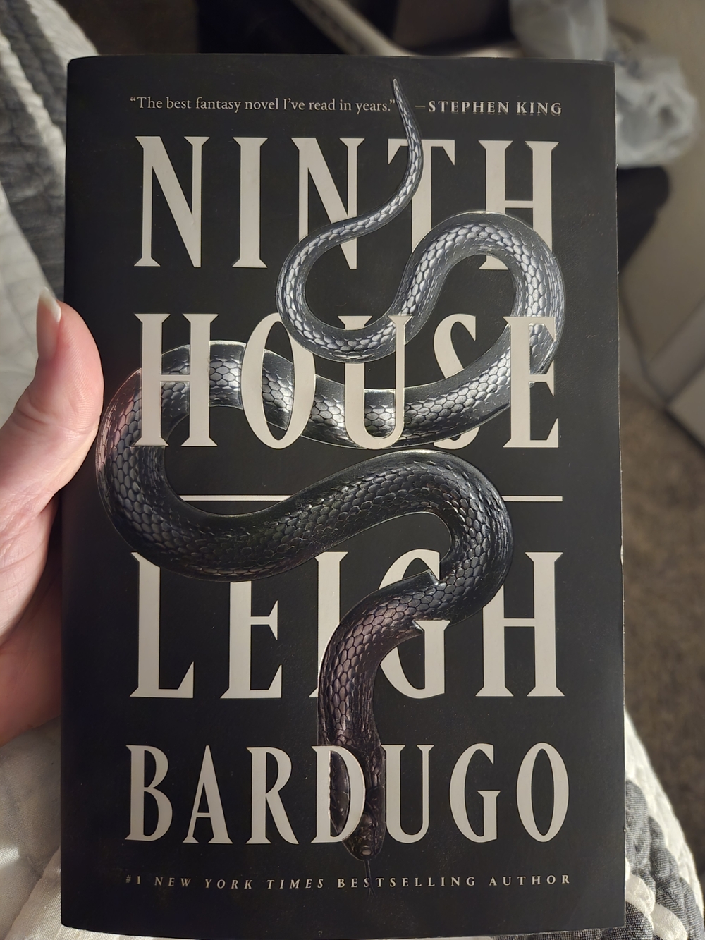 Ninth House by Leigh Bardugo — Black Cover with Metallic Snake Artwork